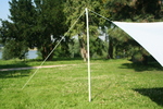 Toldo triangular 3,6x3,6x3,6 m - tecido sombreador aberto - cor de trigo - Galeria de fotos